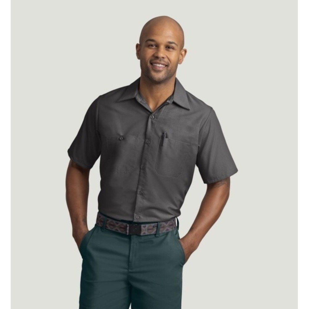 Red Kap Men's Industrial Work Shirt, Regular Fit, Short Sleeve, Brown XXL
